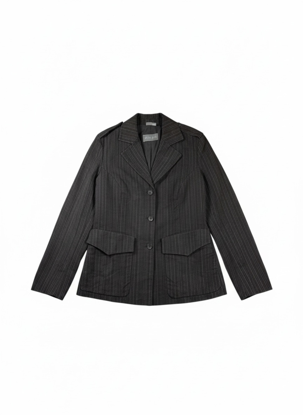 Allegri Italy Womens Pinstripe Cotton Blazer Jacket Epaulets 3 Button Designer